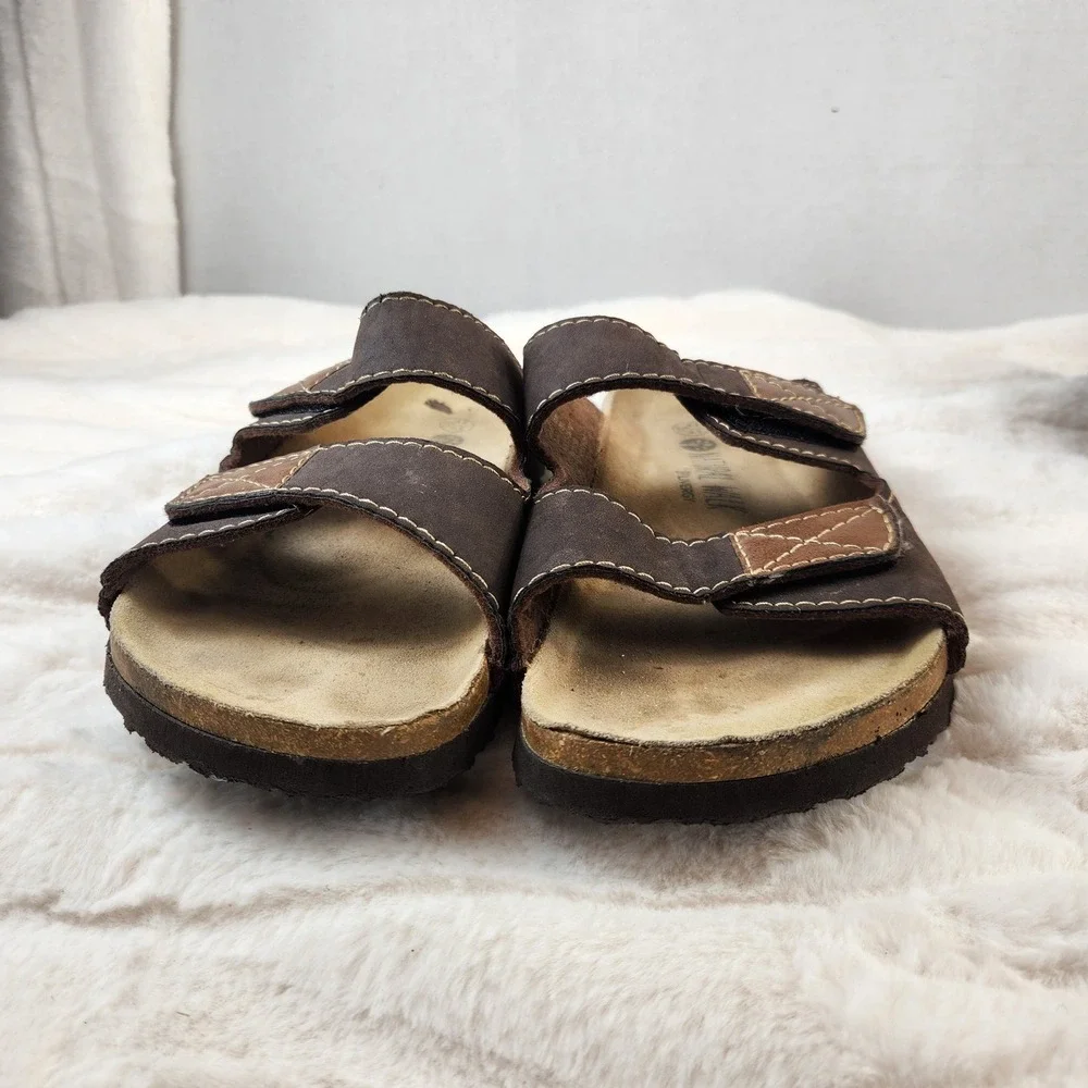Natural by Live Mens Brown Two Strap Cork Slide Sandals Size 9.5 EUR 43
